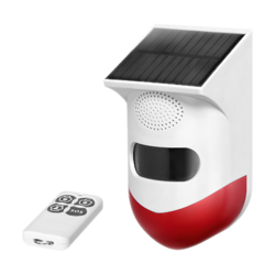 Alarm with built-in siren and solar battery, controlled by remote control via WiFi and TUYA