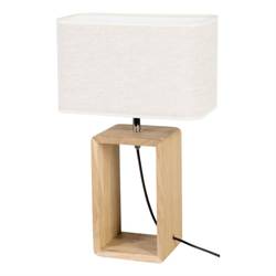 Boho Table Lamp 1xE27 Max.25W Oiled Oak/Black Braid/Beige Linen Britop