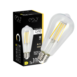 DARI LED Filament Decorative Light Bulb 11W, E27, 3000K, 1521lm, 230V, CLEAR ST64, EDO777626 EDO Solutions