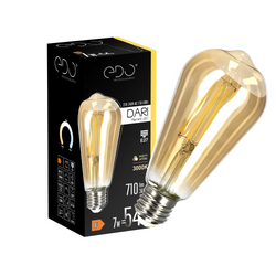 DARI LED Filament decorative light bulb 7W, E27, 3000K, 710lm, 230V, GOLD ST64, EDO777624 EDO Solutions