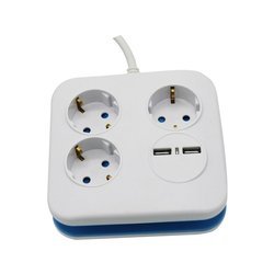 Extender Square white, 3 sockets+2 USB ports 1.55MM 1.4M VT-1153-2 V-TAC