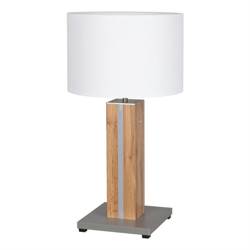 Flame Table Lamp 1xE27 Max.40W, 1x LED 12V Integrated 4.6W Grey/Oak veneer/Black PVC/ Chintz White Britop