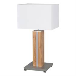 Flame Table Lamp 1xE27 Max.40W, 1xLED 12V Integrated 4.6W Grey/Oak Veneer/Black PVC/White Britop