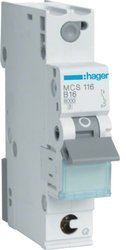 Hager MCS116 6kA C 1-pole 16A QuickConnect overcurrent circuit breaker