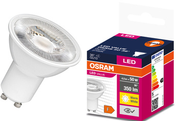 LED VALUE PAR16 Plastic 50 36° 4.5W 2700K GU10 light bulb Osram