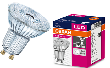 LED Value PAR16 36st GU10 4.3W 6500K cold Osram bulb