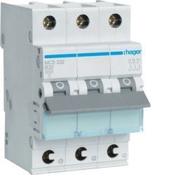 MCB Overcurrent circuit breaker Icn=6000A 3P C 32A QuickConnect Hager MCS332