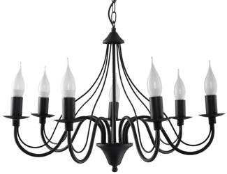 MINERWA 7 pendant luminaire, chandelier, 7 x E14, black, SOLLUX, SL.0219