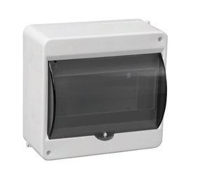 Modular surface-mounted switchboard 1x8 with smoke glass N+PE IP40 S-8 C.2025 Pawbol