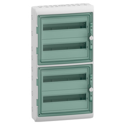 Mureva surface-mounted enclosure IP65 MRV-4-18-NT-T transparent door 4 rows 18 modules/row