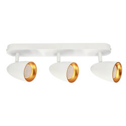 OVO 3 White Gold triple spot ceiling luminaire, strip, IP20, 3xGU10, white, gold ring EDO777240 Edo Solutions