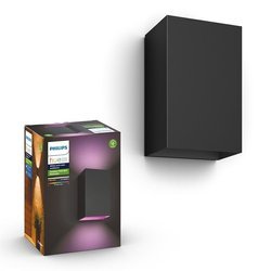 Philips Hue | Resonate small outdoor LED wall lamp black, 8 W, 1200 lm, 230 V, IP44 1746430P7