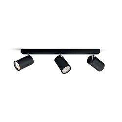 Philips myLiving KOSIPO triple surface-mounted spotlight, 3 x GU10, black, 5059330PN