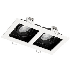 RUTEN 2 White IP20 square double white-black recessed ceiling spot luminaire EDO777129 Edo Solutions