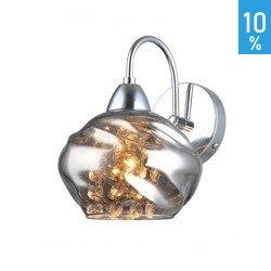 Ritmo chrome wall lamp with crystals metal glass glamour lampshade Italux MBM-2643/1