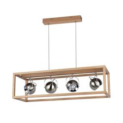 Roy Pendant Lamp Incl.4xLED GU10 5W Oiled Oak/Transparent/Satin