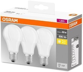 Set of 3x E27 8.5W 2700K 806lm Osram bulb