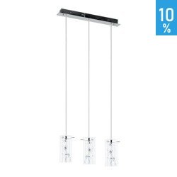 Shine ceiling pendant lamp 9 light sources strip metal glass transparent tube Italux MD4507-9A