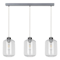 Tarro Pendant Lamp 3xE27 Max.60W Chrome/Transparent PVC/Transparent Britop