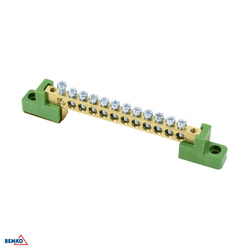 Terminal strip on flat insulators 6x9 12-track green Bemko