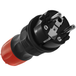 Uni Schuko EXTREM 2p+Z, 16A; IP 54; black/red demountable straight plug