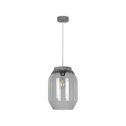 Vaso Pendant Lamp 1xE27 Max.60W Stained Gray Pine/Transparent PVC/Smoked Glass Britop