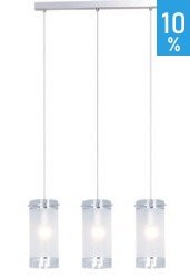 Vigo pendant ceiling lamp 3 light sources strip chrome glass frosted metal tube Italux MDM1560/3