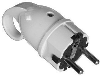 WT-16 2P+Z Schuko 16A 250V IP44 white plug with handle D.3101N PAWBOL